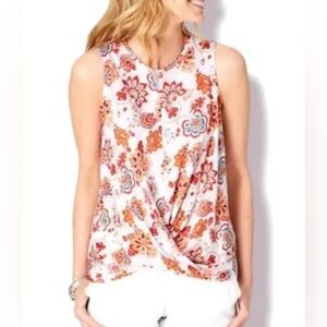 J. Jill Love Linen Floral Print Tank Blouse Size Small Multicolored